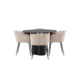 OliviaJídelní stůl-Black/BlackVeneer+LimhamnChair-Black/BeigeVelvet_4