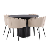 OliviaJídelní stůl-Black/BlackVeneer+LimhamnChair-Black/BeigeVelvet_4