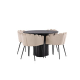 OliviaJídelní stůl-Black/BlackVeneer+LimhamnChair-Black/BeigeVelvet_4