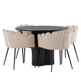 OliviaJídelní stůl-Black/BlackVeneer+LimhamnChair-Black/BeigeVelvet_4