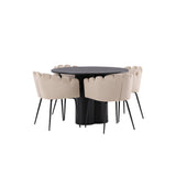 OliviaJídelní stůl-Black/BlackVeneer+LimhamnChair-Black/BeigeVelvet_4