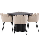 OliviaJídelní stůl-Black/BlackVeneer+LimhamnChair-Black/BeigeVelvet_4