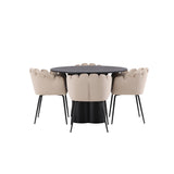 OliviaJídelní stůl-Black/BlackVeneer+LimhamnChair-Black/BeigeVelvet_4