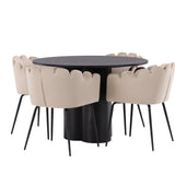 OliviaJídelní stůl-Black/BlackVeneer+LimhamnChair-Black/BeigeVelvet_4