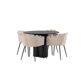 OliviaJídelní stůl-Black/BlackVeneer+LimhamnChair-Black/BeigeVelvet_4