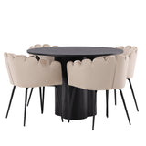 OliviaJídelní stůl-Black/BlackVeneer+LimhamnChair-Black/BeigeVelvet_4