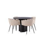 OliviaJídelní stůl-Black/BlackVeneer+LimhamnChair-Black/BeigeVelvet_4