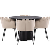 OliviaJídelní stůl-Black/BlackVeneer+LimhamnChair-Black/BeigeVelvet_4
