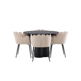 OliviaJídelní stůl-Black/BlackVeneer+LimhamnChair-Black/BeigeVelvet_4