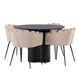 OliviaJídelní stůl-Black/BlackVeneer+LimhamnChair-Black/BeigeVelvet_4