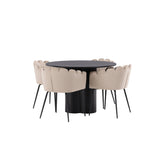 OliviaJídelní stůl-Black/BlackVeneer+LimhamnChair-Black/BeigeVelvet_4