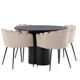 OliviaJídelní stůl-Black/BlackVeneer+LimhamnChair-Black/BeigeVelvet_4