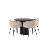 OliviaJídelní stůl-Black/BlackVeneer+LimhamnChair-Black/BeigeVelvet_4