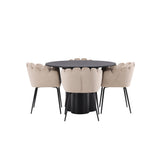 OliviaJídelní stůl-Black/BlackVeneer+LimhamnChair-Black/BeigeVelvet_4
