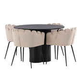 OliviaJídelní stůl-Black/BlackVeneer+LimhamnChair-Black/BeigeVelvet_4