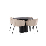 OliviaJídelní stůl-Black/BlackVeneer+LimhamnChair-Black/BeigeVelvet_4