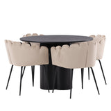 OliviaJídelní stůl-Black/BlackVeneer+LimhamnChair-Black/BeigeVelvet_4