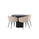 OliviaJídelní stůl-Black/BlackVeneer+LimhamnChair-Black/BeigeVelvet_4