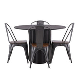 OliviaJídelní stůl-Black/BlackVeneer+TempeJídelní židle-tmavě šedá/tmavěhnědáMDF_4