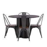 OliviaJídelní stůl-Black/BlackVeneer+TempeJídelní židle-tmavě šedá/tmavěhnědáMDF_4