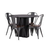 OliviaJídelní stůl-Black/BlackVeneer+TempeJídelní židle-tmavě šedá/tmavěhnědáMDF_4