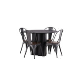 OliviaJídelní stůl-Black/BlackVeneer+TempeJídelní židle-tmavě šedá/tmavěhnědáMDF_4