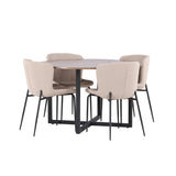 Jídelní stůl Durango - černá / ořechová MDF + jídelní židle Modesto - šedá / kouřová černá Boucle _4