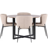 Jídelní stůl Durango - černá / ořechová MDF + jídelní židle Modesto - šedá / kouřová černá Boucle _4