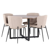 Jídelní stůl Durango - černá / ořechová MDF + jídelní židle Modesto - šedá / kouřová černá Boucle _4