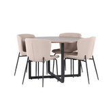 Jídelní stůl Durango - černá / ořechová MDF + jídelní židle Modesto - šedá / kouřová černá Boucle _4