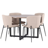 Jídelní stůl Durango - černá / ořechová MDF + jídelní židle Modesto - šedá / kouřová černá Boucle _4