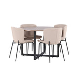 Jídelní stůl Durango - černá / ořechová MDF + jídelní židle Modesto - šedá / kouřová černá Boucle _4