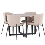 Jídelní stůl Durango - černá / ořechová MDF + jídelní židle Modesto - šedá / kouřová černá Boucle _4