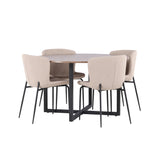 Jídelní stůl Durango - černá / ořechová MDF + jídelní židle Modesto - šedá / kouřová černá Boucle _4