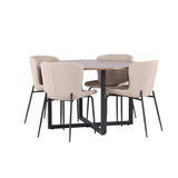 Jídelní stůl Durango - černá / ořechová MDF + jídelní židle Modesto - šedá / kouřová černá Boucle _4