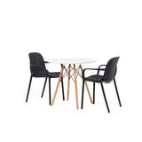 Jídelní stůl Danburi - Woodlook / Woodlook MDF + Baltimore Jídelní židle - černá / černá plast _2