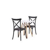 Danburi jídelní stůl - Woodlook / Woodlook MDF +Crosett Jídelní židle - Matná černá / Matná černá plast _2