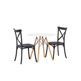 Danburi jídelní stůl - Woodlook / Woodlook MDF +Crosett Jídelní židle - Matná černá / Matná černá plast _2