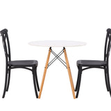 Danburi jídelní stůl - Woodlook / Woodlook MDF +Crosett Jídelní židle - Matná černá / Matná černá plast _2