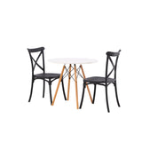 Danburi jídelní stůl - Woodlook / Woodlook MDF +Crosett Jídelní židle - Matná černá / Matná černá plast _2