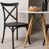 Danburi jídelní stůl - Woodlook / Woodlook MDF +Crosett Jídelní židle - Matná černá / Matná černá plast _2