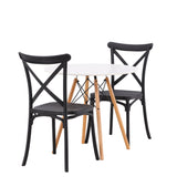 Danburi jídelní stůl - Woodlook / Woodlook MDF +Crosett Jídelní židle - Matná černá / Matná černá plast _2