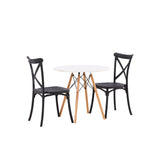 Danburi jídelní stůl - Woodlook / Woodlook MDF +Crosett Jídelní židle - Matná černá / Matná černá plast _2
