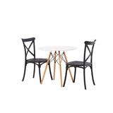 Danburi jídelní stůl - Woodlook / Woodlook MDF +Crosett Jídelní židle - Matná černá / Matná černá plast _2