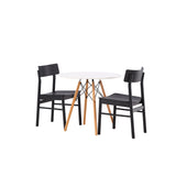 Jídelní stůl Danburi - Woodlook / Woodlook MDF + Jídelní židle Montros - Přírodní / Přírodní kaučukové dřevo _2