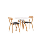 Jídelní stůl Danburi - Woodlook / Woodlook MDF + Jídelní židle Sanjos - Dubový vzhled / Černá PU _2
