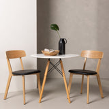 Jídelní stůl Danburi - Woodlook / Woodlook MDF + Jídelní židle Sanjos - Dubový vzhled / Černá PU _2