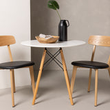 Jídelní stůl Danburi - Woodlook / Woodlook MDF + Jídelní židle Sanjos - Dubový vzhled / Černá PU _2