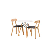 Jídelní stůl Danburi - Woodlook / Woodlook MDF + Jídelní židle Sanjos - Dubový vzhled / Černá PU _2