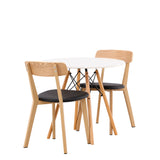 Jídelní stůl Danburi - Woodlook / Woodlook MDF + Jídelní židle Sanjos - Dubový vzhled / Černá PU _2